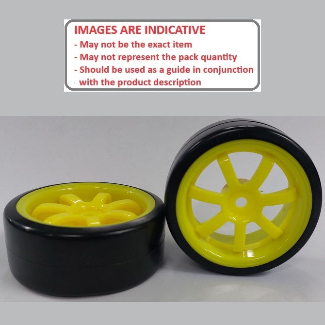 1138221 | WH-XD-063-26-Y-7-BK (2 Pcs) --- RC Car Wheels Hobby - Rim Colour Yellow 7 Spoke - Black Tenth Scale - Plastic Wheel