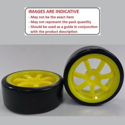 1138221 | WH-XD-063-26-Y-7-BK (2 Pcs) --- RC Car Wheels Hobby - Rim Colour Yellow 7 Spoke - Black Tenth Scale - Plastic Wheel